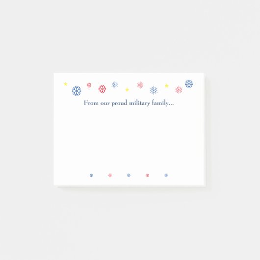 Post-it® Citation de Noël de la famille militaire Snowflake (Devant)