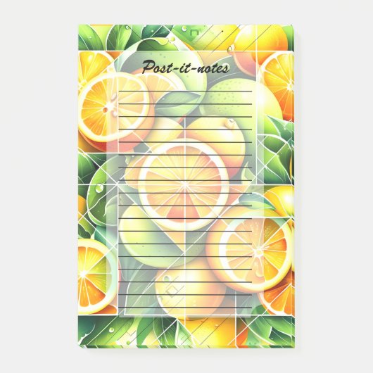 Post-it® Citron Orange Botanique Citrus Géométrique (Devant)