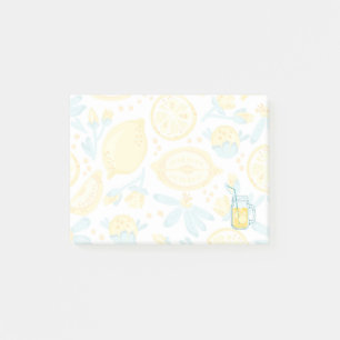 Post-it® Citrons jaunes et fleurs bleues Motif illustré