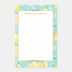 Post-it® Citrons jaunes personnalisés sur fond bleu clair