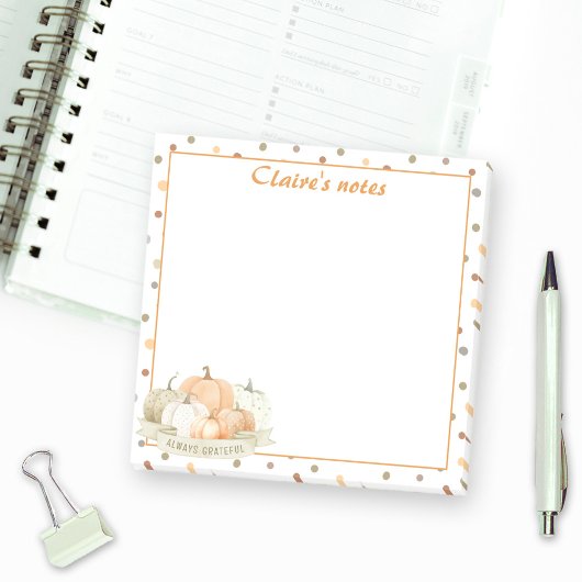 Post-it® Citrouille Automne Pastel Orange Green Thanksgivin
