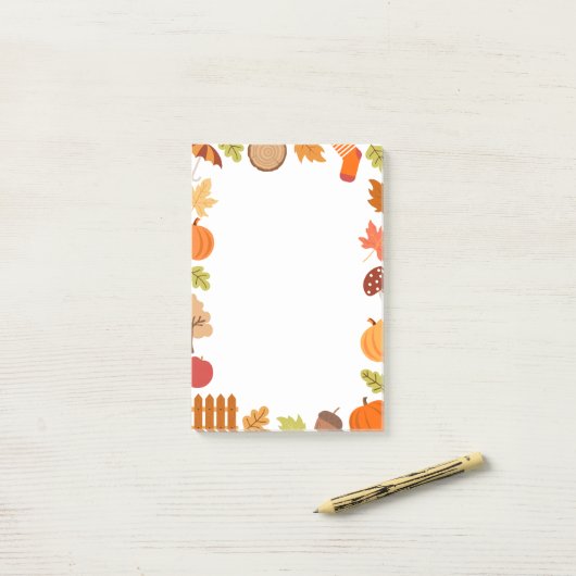 Post-it® Citrouille de feuilles d'automne Motif d'automne N (Sur un bureau)
