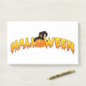 Post-it® citrouille de sorcière d'Halloween (Sur un bureau)