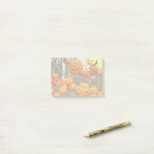 Post-it® Citrouille halloween Jack-o'-lantern orange citrou (Sur un bureau)