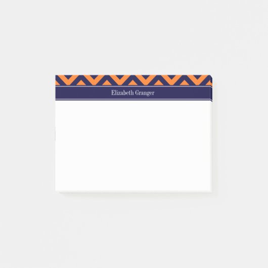 Post-it® Citrouille Marine LG Chevron Marine Blue Nom Monog (Devant)