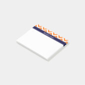 Post-it® Citrouille Orange Lg Chevron Navy Monogramme Nom (Incliné)