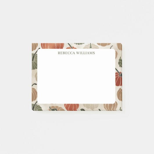 Post-it® Citrouilles d'automne Thanksgiving Nom Modèle (Devant)