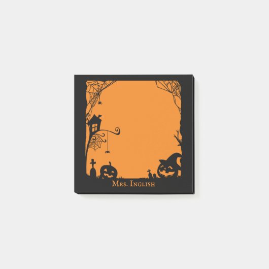 Post-it® Citrouilles de scènes d'Halloween et toiles d'arai (Devant)