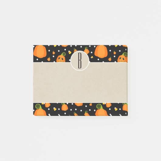 Post-it® Citrouilles Halloween Kraft Rustique Monogramme (Devant)