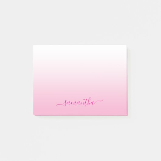 Post-it® Clair rose Ombre Élégant Script Nom de signature (Devant)