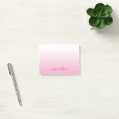 Post-it® Clair rose Ombre Élégant Script Nom de signature (Bureau)