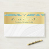 Post-it® Classé Elegant Luxe Floral cyan or damask (Sur un bureau)