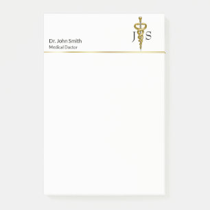 Post-it® Classé Noble Médicale Elegant Or Argent Asclepius