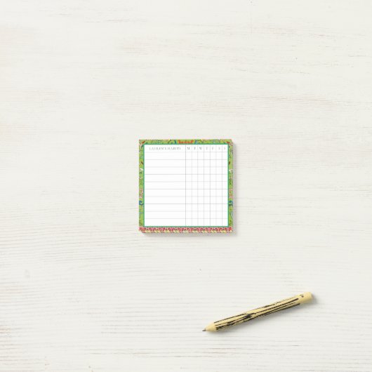 Post-it® Classic Apple Green Chinoiserie Habit Tracker (Sur un bureau)