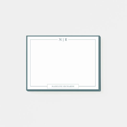 Post-it® Classic Monogram Smoke Green Border Stationery (Devant)