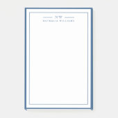 Post-it® Classic Navy Blue Two Border Monogram Lined (Devant)
