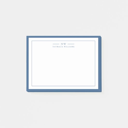 Post-it® Classic Navy Blue Two Border Monogram Lined (Devant)