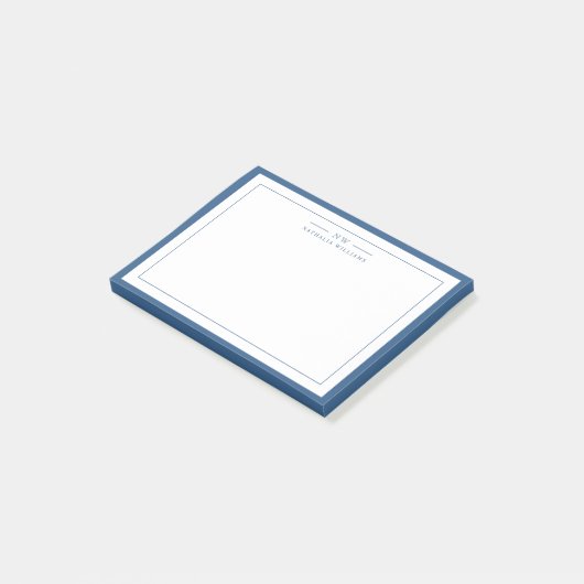 Post-it® Classic Navy Blue Two Border Monogram Lined (Incliné)