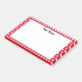 Post-it® Classic Polka Dot Rouge et Blanc Nom personnalisé (Incliné)