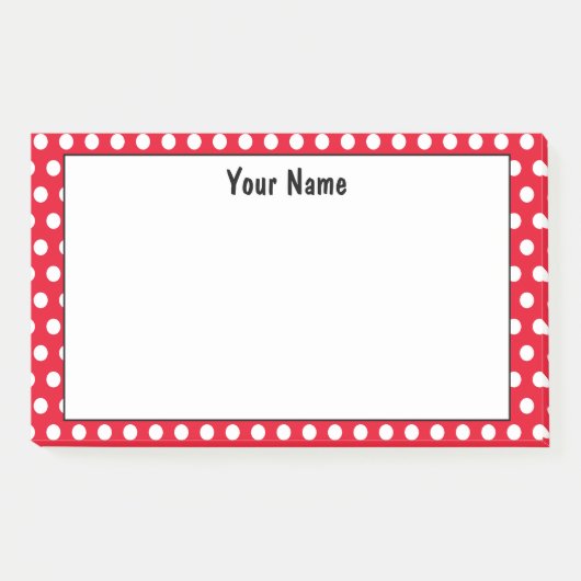 Post-it® Classic Polka Dot Rouge et Blanc Nom personnalisé (Devant)
