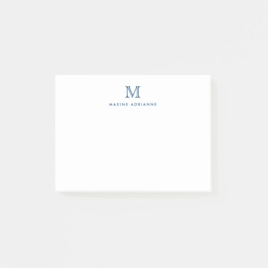 Post-it® Classique Moderne Élégant Marine Bleu Monogramme i (Devant)