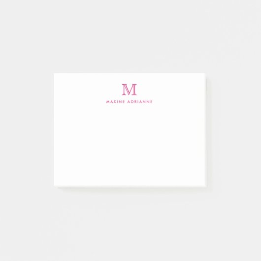 Post-it® Classique Moderne Fille Magenta Rose Monogramme In (Devant)