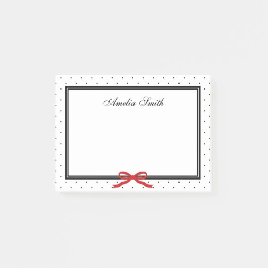 Post-it® Classique moderne noir blanc Polka point rouge rub (Devant)