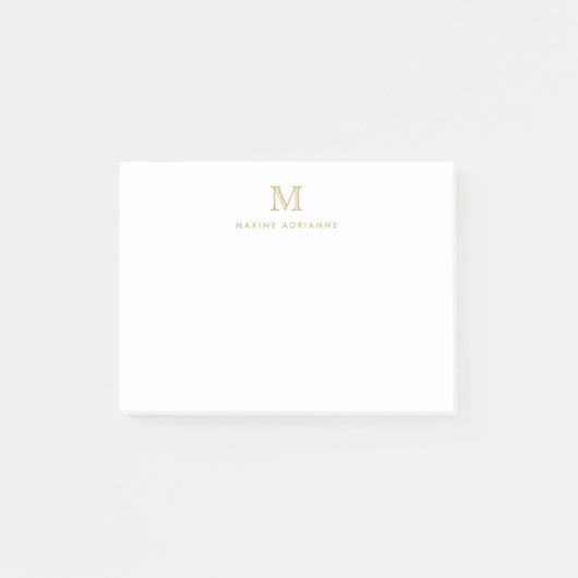 Post-it® Classique Moderne Simple Clair Faux Or Monogramme (Devant)