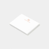 Post-it® Classique Moderne Simple Propre Orange Monogramme (Incliné)