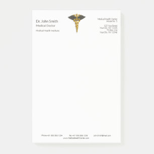 Post-it® Classy Gold Caduceus Elégant Médicale Black Wings