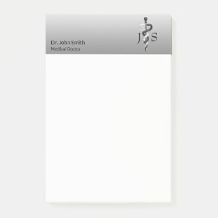 Post-it® Classy Noble Médicale Élégant noir blanc Asclepius