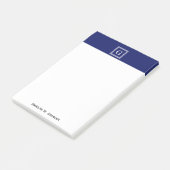 Post-it® Clé grecque blanche bleue marine #1 Monogramme enc (Incliné)