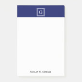 Post-it® Clé grecque blanche bleue marine #1 Monogramme enc (Devant)