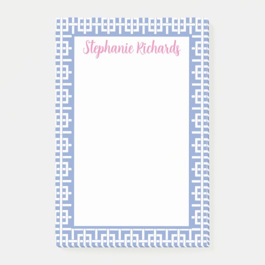 Post-it® Clé grecque bleue et blanche personnalisée, Preppy (Devant)