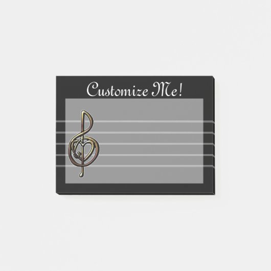 Post-it® Clef triple musicale noire (Devant)