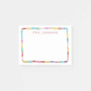 Post-it® Clips en papier coloré Nom des enseignants