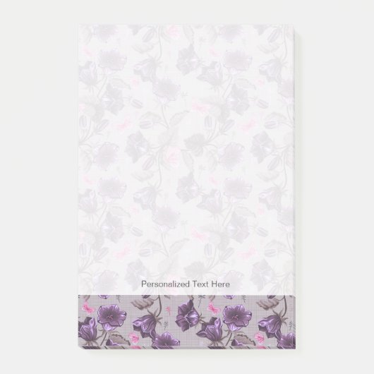 Post-it® cloches à main violette et papillons roses motif (Devant)
