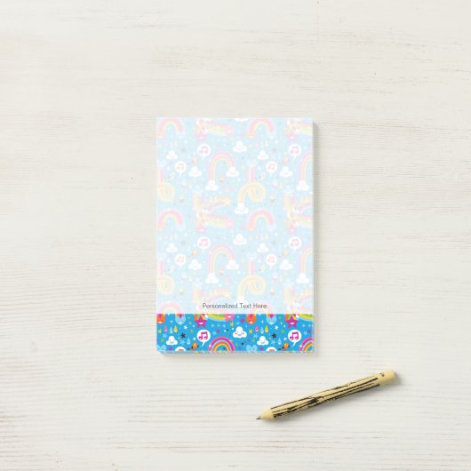 Post-it® clouds rainbows rain drhepattern (Sur un bureau)