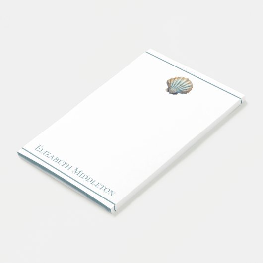 Post-it® Coastal Blue Scallop Seashell Personalized (Incliné)