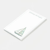 Post-it® Coastal Blue Watercolor Sailboat Personalized (Incliné)