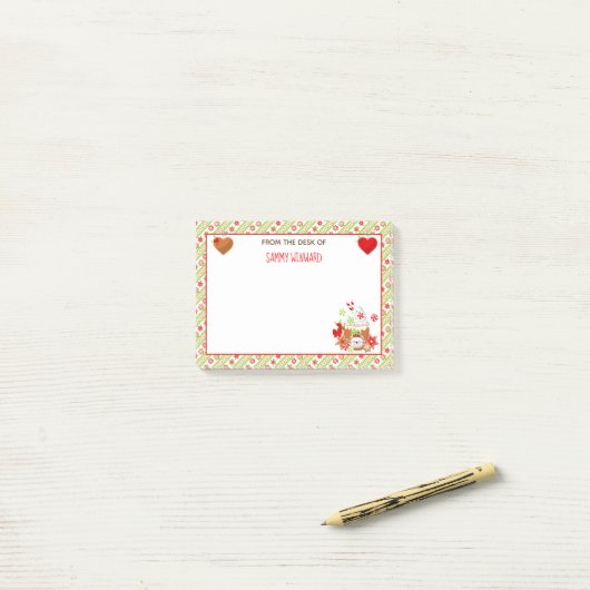 Post-it® Coca et biscuits de Noël Green Post-it (Sur un bureau)