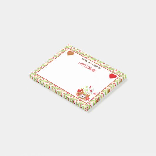 Post-it® Coca et biscuits de Noël Green Post-it (Incliné)