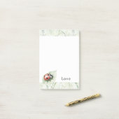 Post-it® Coccinelle sur l'amour de feuille (Sur un bureau)