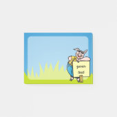 Post-it® Cochon avec signe (Devant)