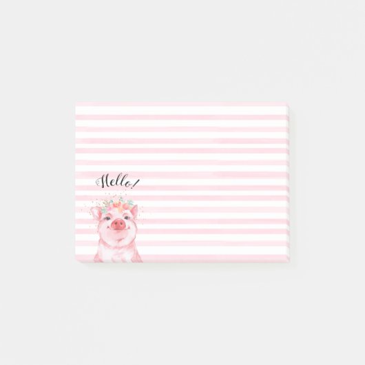Post-it® Cochon d'aquarelle mignonne (Devant)