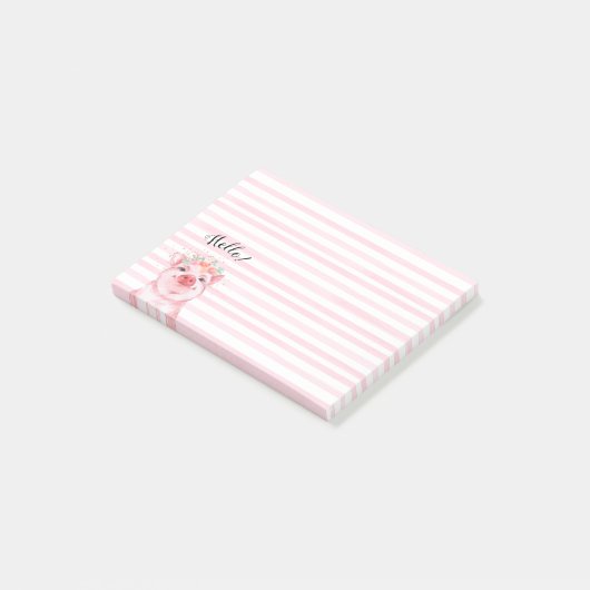 Post-it® Cochon d'aquarelle mignonne (Incliné)