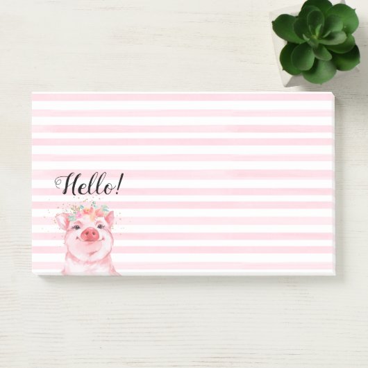 Post-it® Cochon d'aquarelle Whimsical (Bureau)