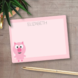Post-it® Cochon de ferme de dessin animé mignon - Rose et f