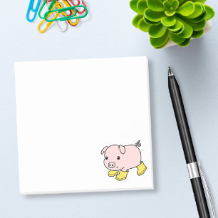 Post-it® Cochon de porc mignon en bottes en caoutchouc jaun