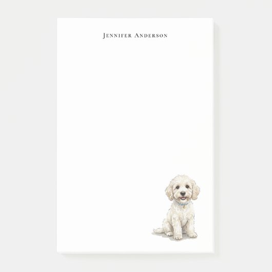 Post-it® Cockapoo blanc aquarelle personnalisé (Devant)